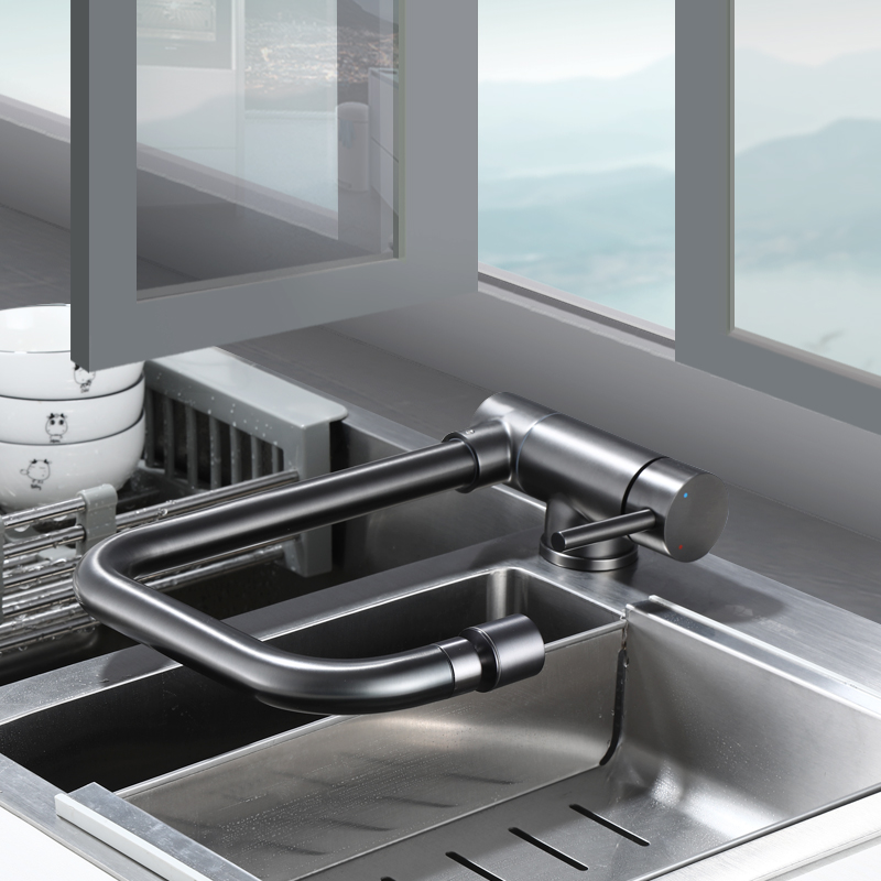厨开房水槽热折叠式内窗冷水龙头X-586223洗菜不盆锈钢枪灰色旋转