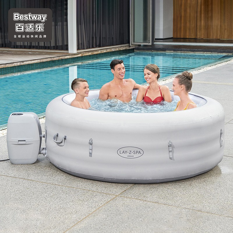 Bestway充气spa浴缸室内温泉浴池按摩气泡池恒温加热造浪水疗水池