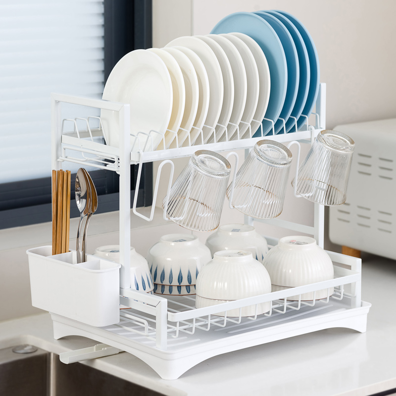 沥水碗盘架碗碟收纳架水槽置物架餐具家用厨房台面碗筷滤水收纳盒