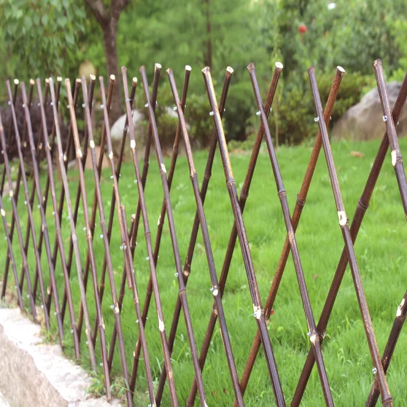 紫竹篱笆拉网栅栏室外伸缩栅栏庭院阳台护栏竹爬藤架子花园隔断帘