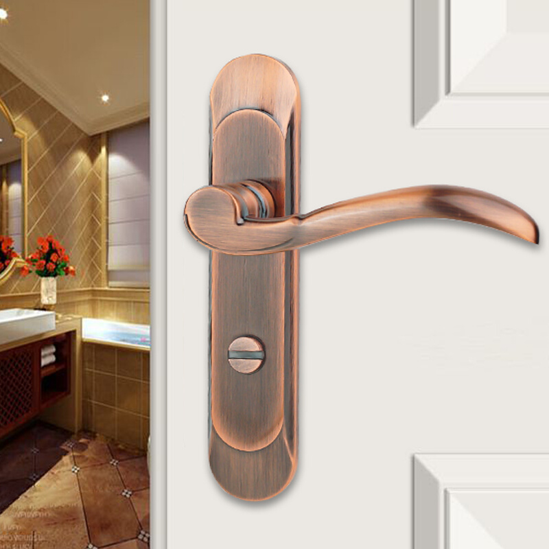 卫生间门无钥匙洗手间卫浴门厕所门通用型铝合金平面凹面静音门锁
