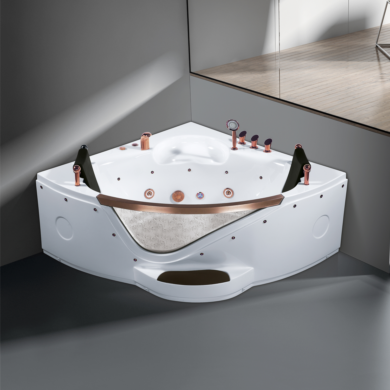 乐可意酒店家用亚克力浴缸1.5米扇形冲浪按摩泡泡浴恒温泡澡浴盆