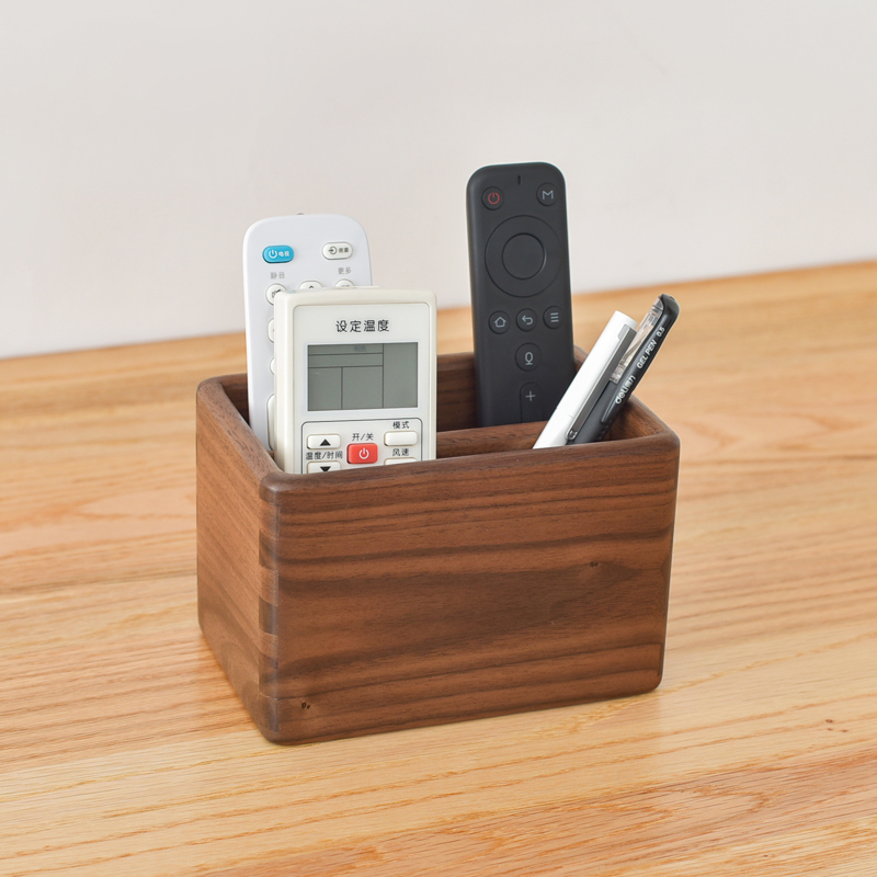 精致遥控器收纳盒实木质极简客厅桌面遥控板杂物盒子现代中式简约