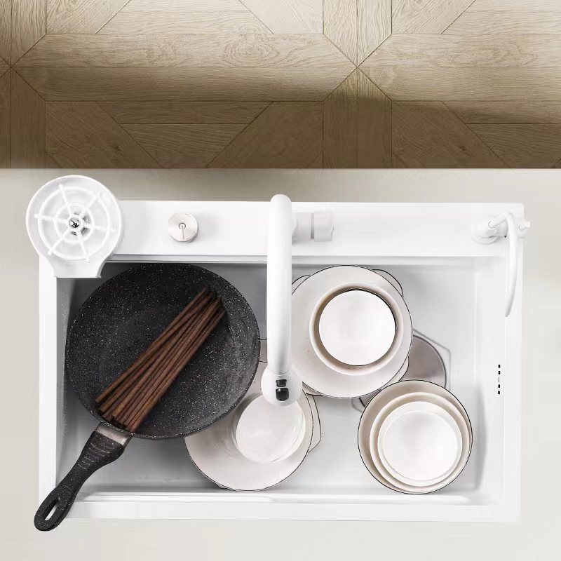 白色纳米304不锈钢厨房水槽大单槽家用手工洗菜盆洗碗池加厚台下