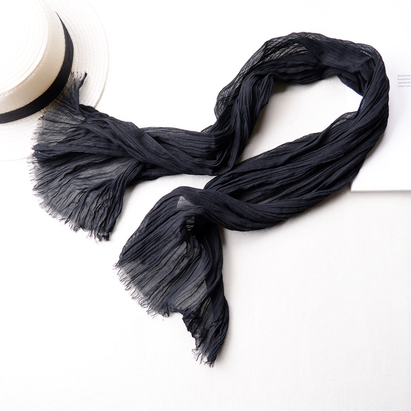 夏季小尺寸围巾女士护颈搭配装饰小丝巾装饰长条短小1米围巾黑色
