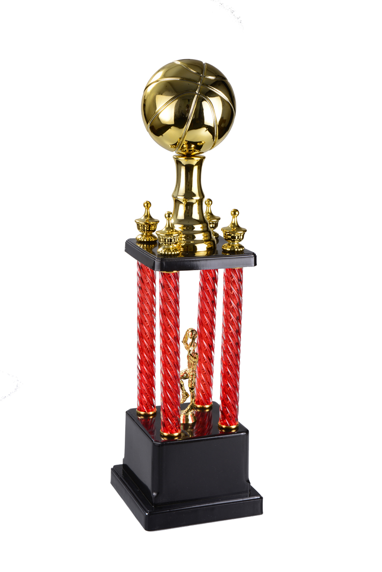 四柱水晶金属金银铜奖杯奖牌定制篮球排球足球高尔夫球冠亚季军杯