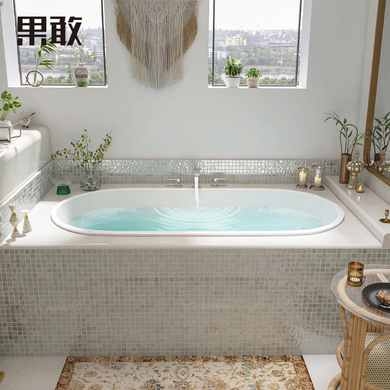 果敢嵌入式浴缸薄边亚克力小户型家用酒店大空间浴缸1.2-1.7米