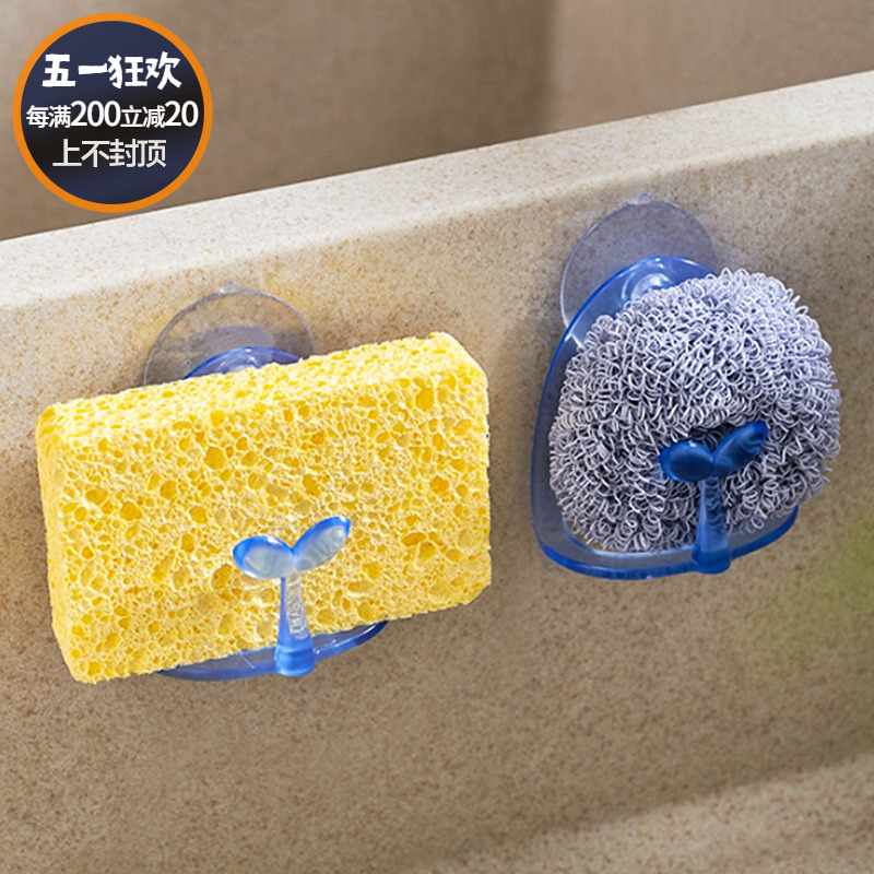 日本吸盘海绵收纳神器挂架置物架水槽洗碗巾厨房免打孔晾晒沥水架