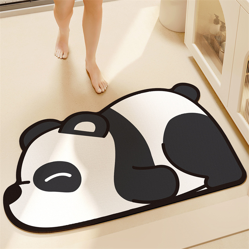 大江地垫浴室吸水脚垫卫生间门口防滑地毯厕所洗手间熊猫花花垫子