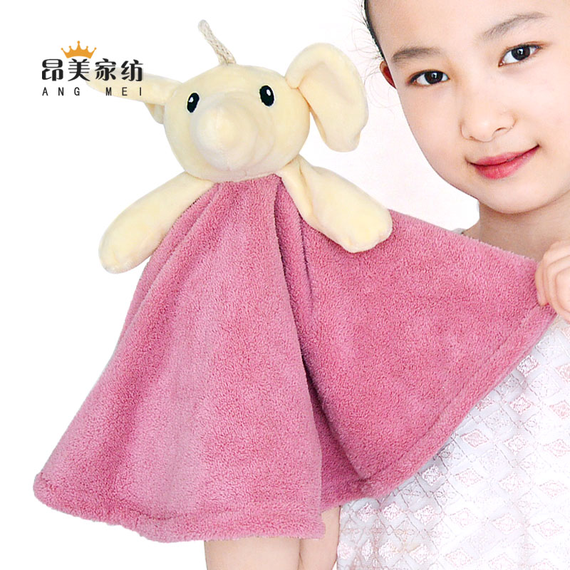 小象擦手巾挂式厨卫家用毛巾手帕幼儿园做手偶毛绒玩具可爱安抚巾