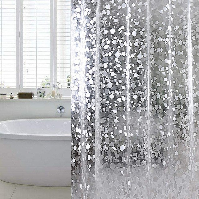 PEVA淋浴帘套装 防水防霉浴室卫生间隔断洗澡间窗帘浴帘杆免打孔