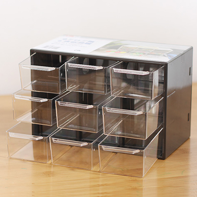 日本亚克力收纳盒办公用品小抽屉式整理盒桌上透明文具首饰储物盒
