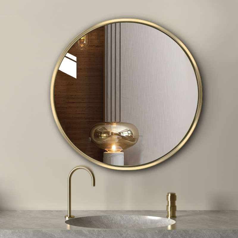 浴室镜圆形家用壁挂轻奢化妆镜卫生间镜子厕所挂墙卫浴镜梳妆台镜
