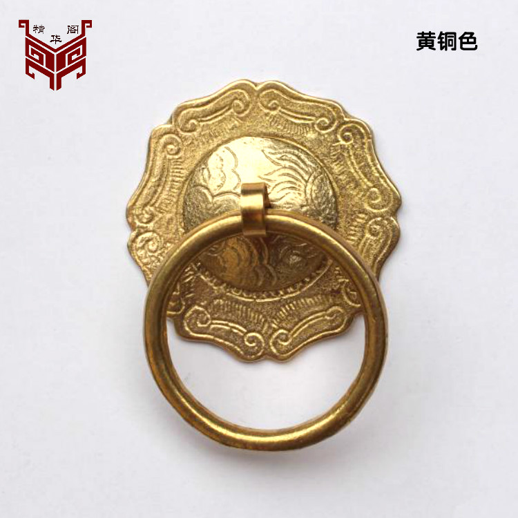 铜拉环仿古中式纯铜柜门圆环铜环抽屉中式拉手古铜把手花格门把手