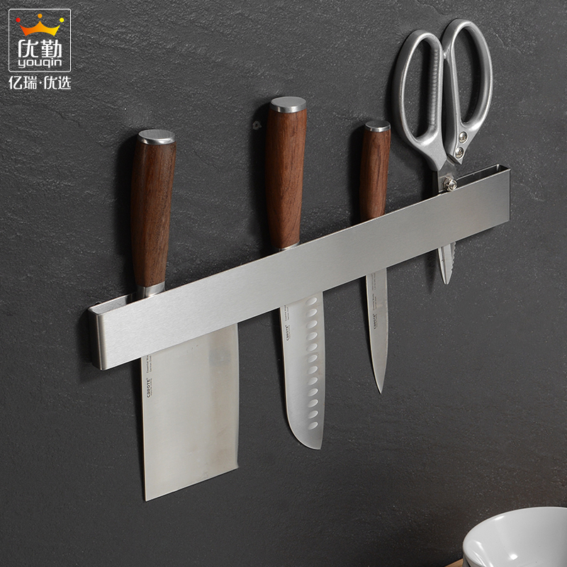 304不锈钢厨房刀架置物架壁挂式免打孔放菜刀具收纳架子简易挂墙