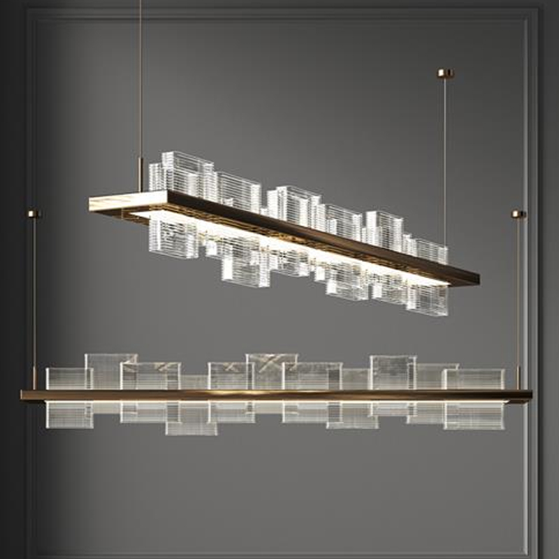 新中式方块吊灯亚克力简约客厅餐厅现代别墅长条禅意茶室定制灯具