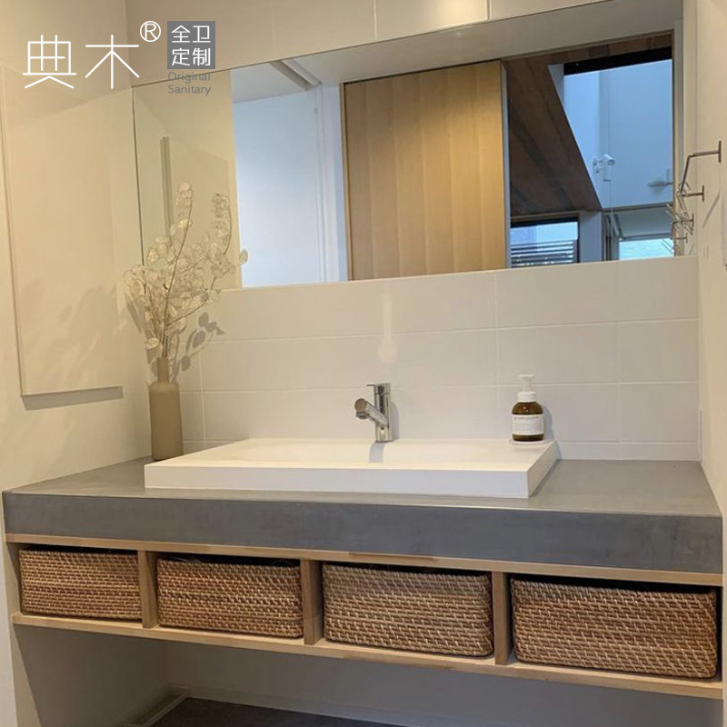 日式实用浴室柜陶瓷洗手台盆柜组合洗脸台ins风卫生间洗漱台定制
