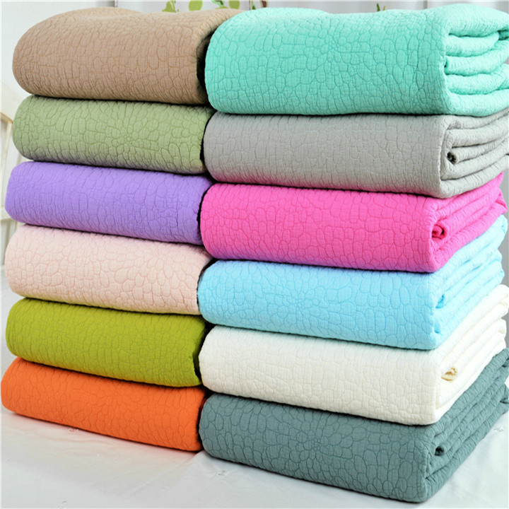 韩国新品外贸纯色全棉绗缝水洗床盖床单夏凉被空调被可配三件套
