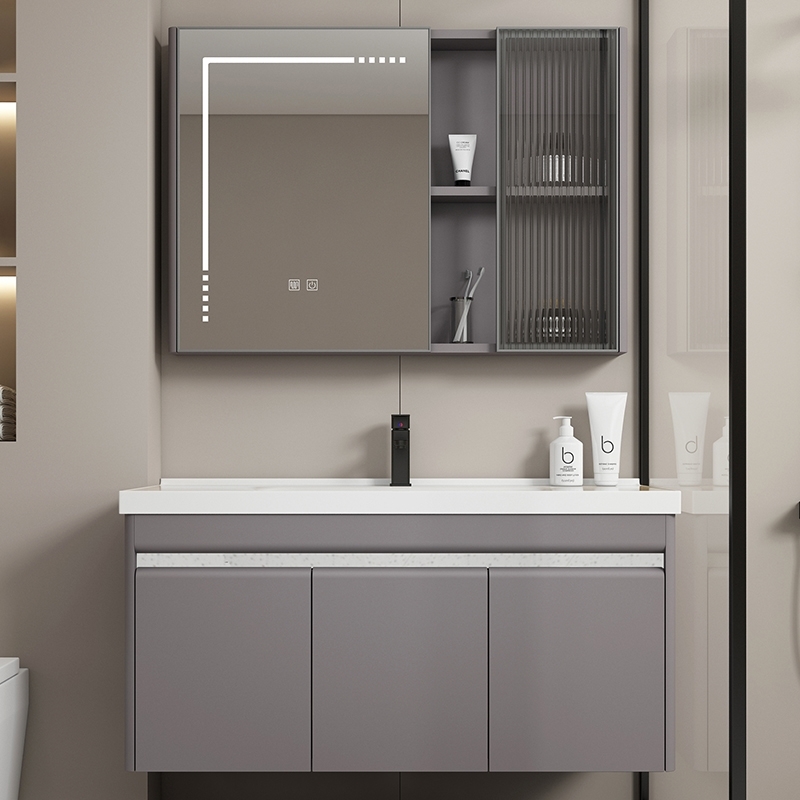 新款现代简约不锈钢浴室柜卫生间洗手盆柜组合陶瓷一体盆洗脸盆洗