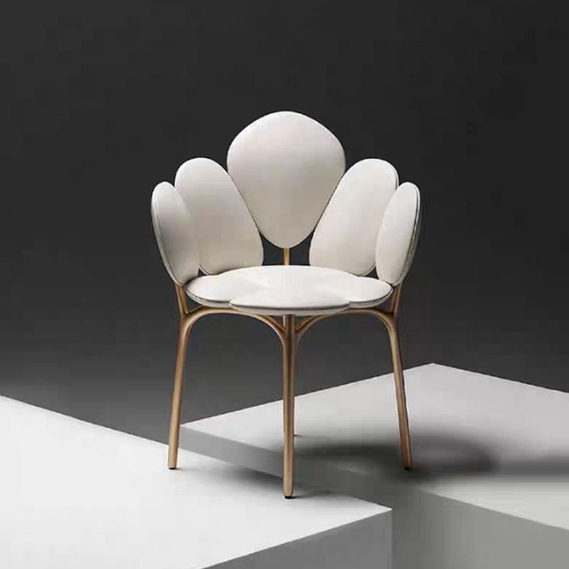 意式轻奢花瓣椅创意设计师不锈钢餐椅客厅休闲椅靠背椅时尚化妆椅