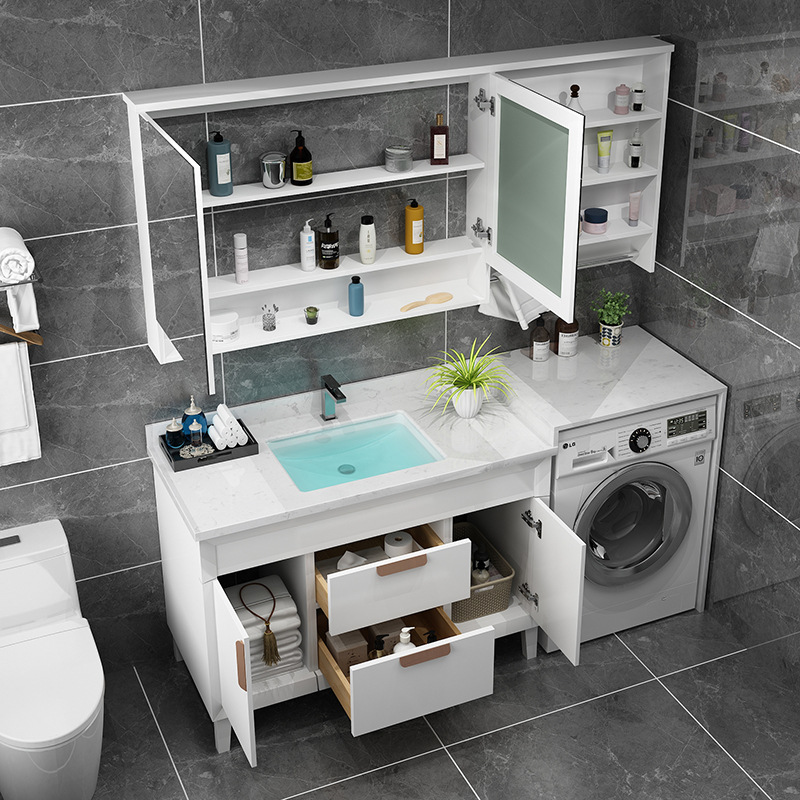 现代简约北欧浴室柜组合卫生间一体滚筒洗衣机柜洗手洗脸盆卫浴柜