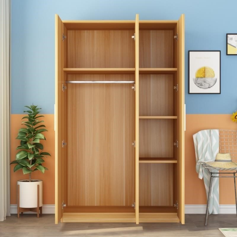 卧室的衣柜松木密度板原木全板材现代简约欧式出租房用经济型木质
