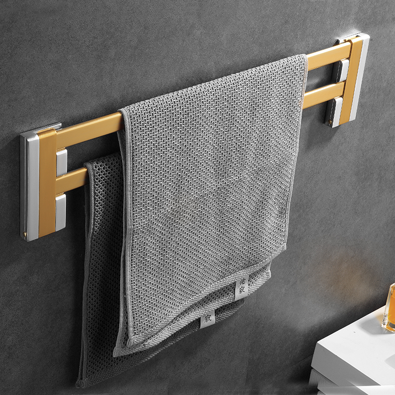 黑金色浴室隐形浴巾架太空铝毛巾架壁挂卫生间置物架卫浴免打孔