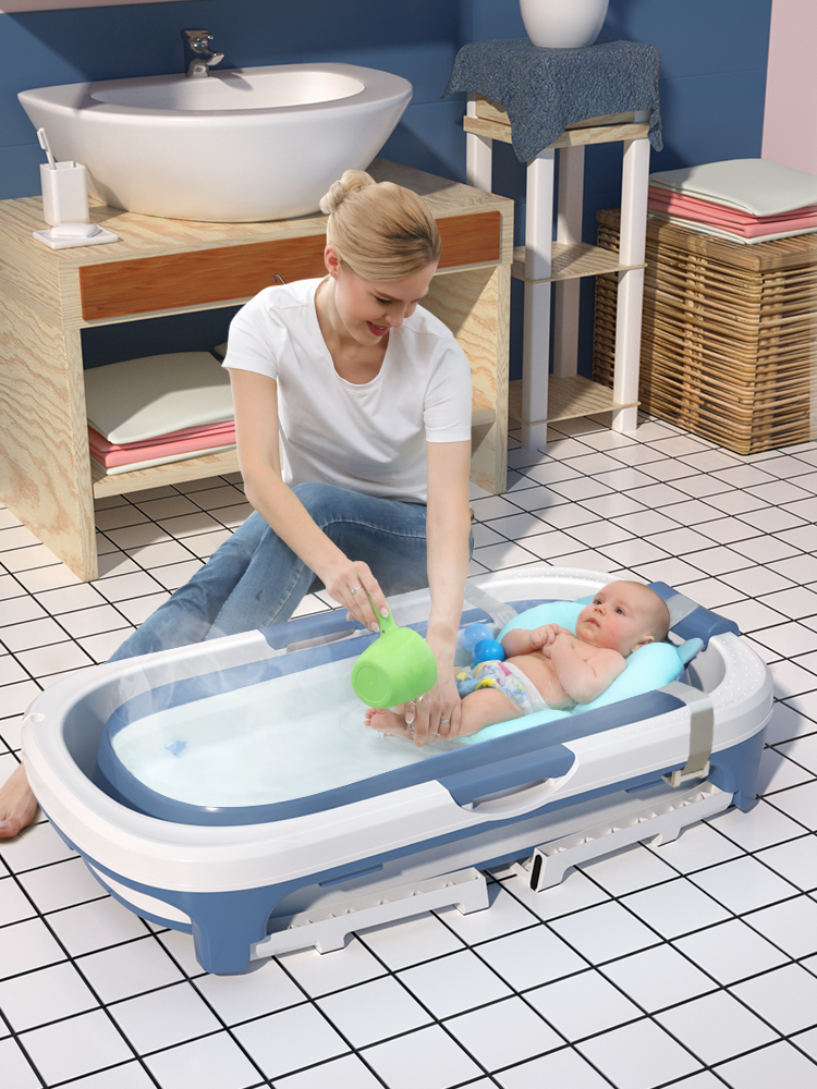 高档婴儿洗澡盆加厚宝宝浴盆儿童洗澡桶折叠浴桶可游泳大号浴缸泡