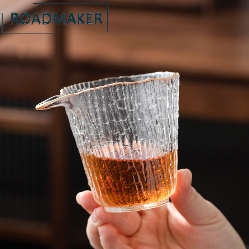 罗德梅科日式简约加厚耐热玻璃公道杯锤纹竹纹茶具家用泡茶分茶器