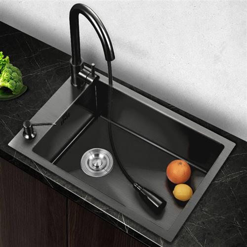 厨房纳米304不锈钢手工水槽洗菜盆单槽大洗菜池横向窄长型洗碗槽