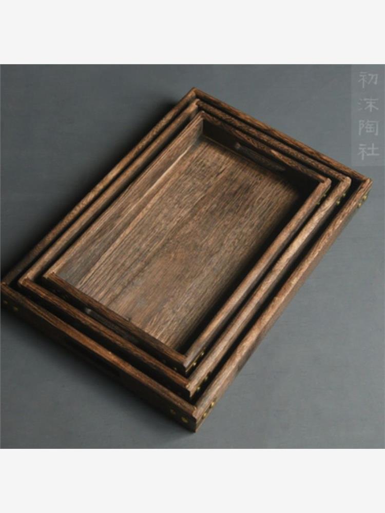 日式茶水杯盘桐木制实木托盘 木质托盘长方形家用竹茶