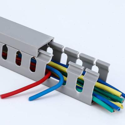 蓝色PVC线槽 阻燃U型配电箱线槽电缆通用防火明装开口齿形行线槽