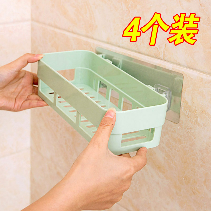 浴室免打孔卫生间收纳架浴缸上的置物架墙面强力承重侧边沥水架子