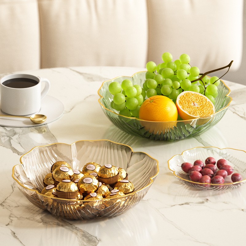 家用客厅水果盘茶几轻奢高档果盘高级水晶糖果盘坚果盘零食摆放盘