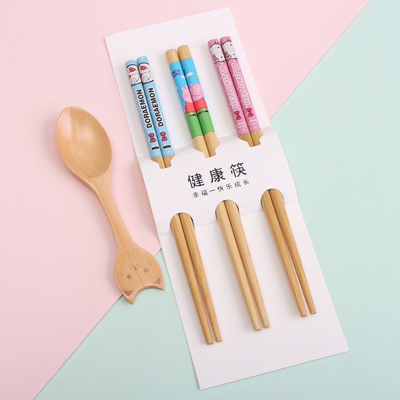儿童筷子勺子套餐幼儿园3-6岁专用 学习训练筷竹木短快子