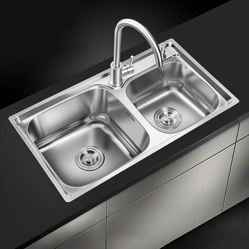 。不锈钢洗菜盆小户型水槽双槽套餐加厚厨房洗碗盆洗碗池68*38