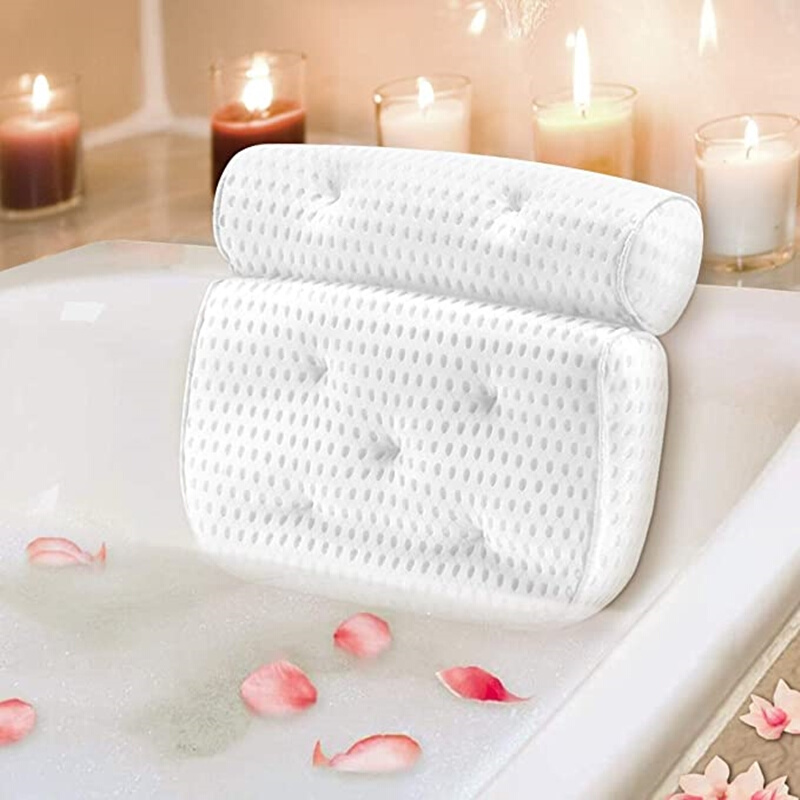 4D浴枕浴缸枕头靠枕防水颈部带吸盘浴缸防滑垫出口加厚泡澡枕头|