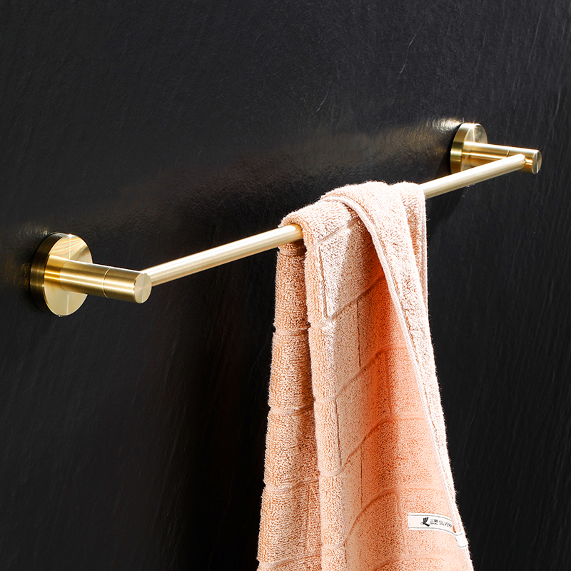 浴室毛巾架不锈钢金色轻奢卫生间毛巾杆单杆免打孔墙上凉毛巾架子