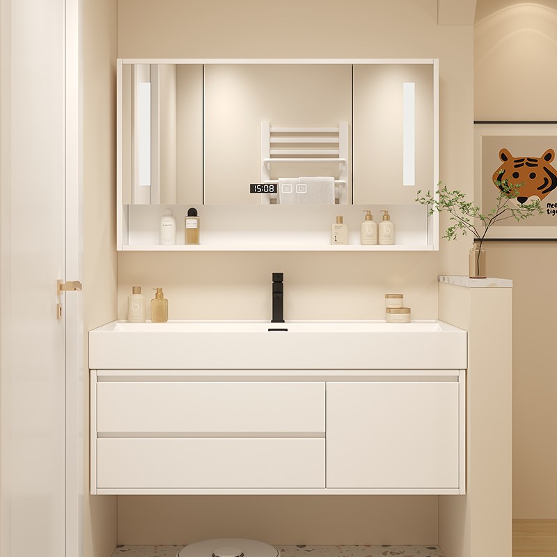 智能浴室柜岩石一体盆洗手洗脸盆柜组合现代简约卫生间洗漱台套装