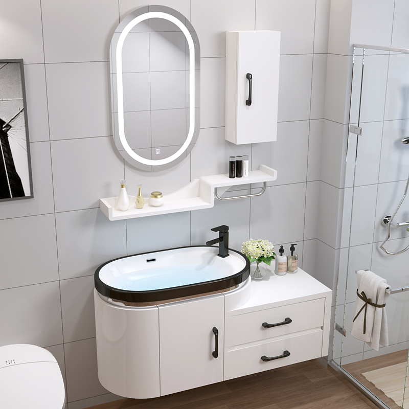 PVC卫浴现代简约陶瓷盆洗脸组合浴室镜柜平板洗脸盆洗智能