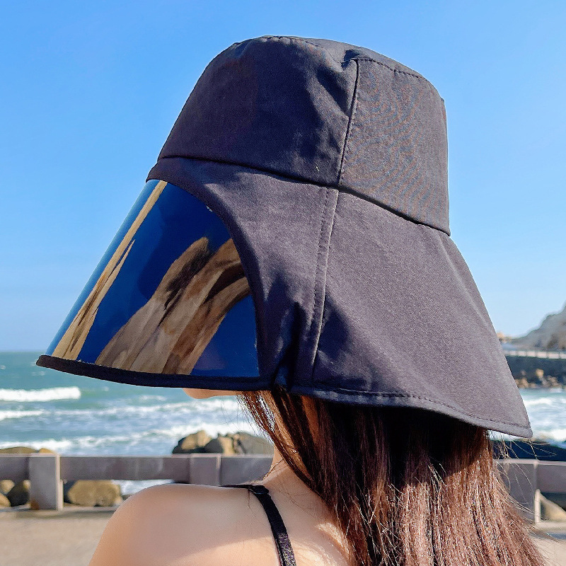 女防紫外线面罩防晒帽子夏季骑车护颈全遮脸遮阳渔夫帽百搭太阳帽