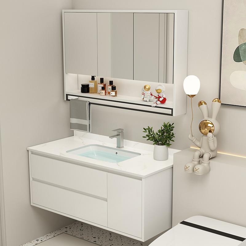 浴室柜组合新款实木小户型卫生间岩板洗手洗脸台盆柜洗漱台卫浴柜