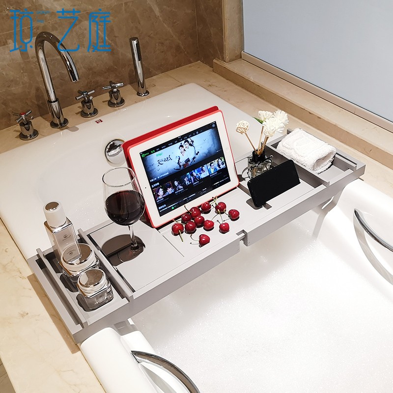浴缸架浴室多功能泡澡ipad平板置物架卫生间手机支架可伸缩浴盆架