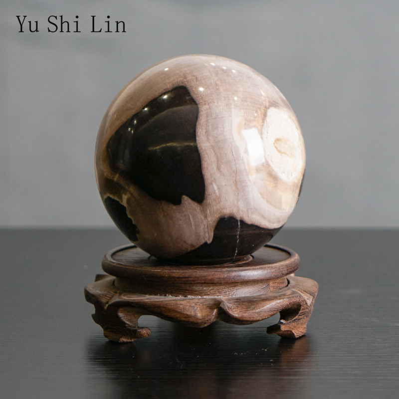 YuShiLin木化石圆珠石球摆件天然圆球客厅办公桌开业装饰礼品