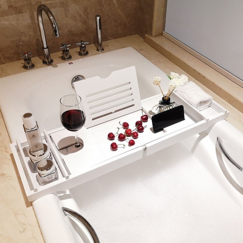 浴缸置物架卫生间浴盆浴桶支架多功能平板手机支架伸缩防滑泡澡架