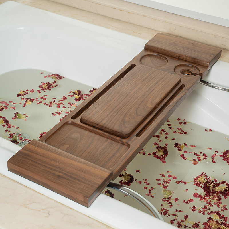 06YM实木浴缸架 浴缸配件泡澡支架圆形浴缸置物板双人欧式浴缸置