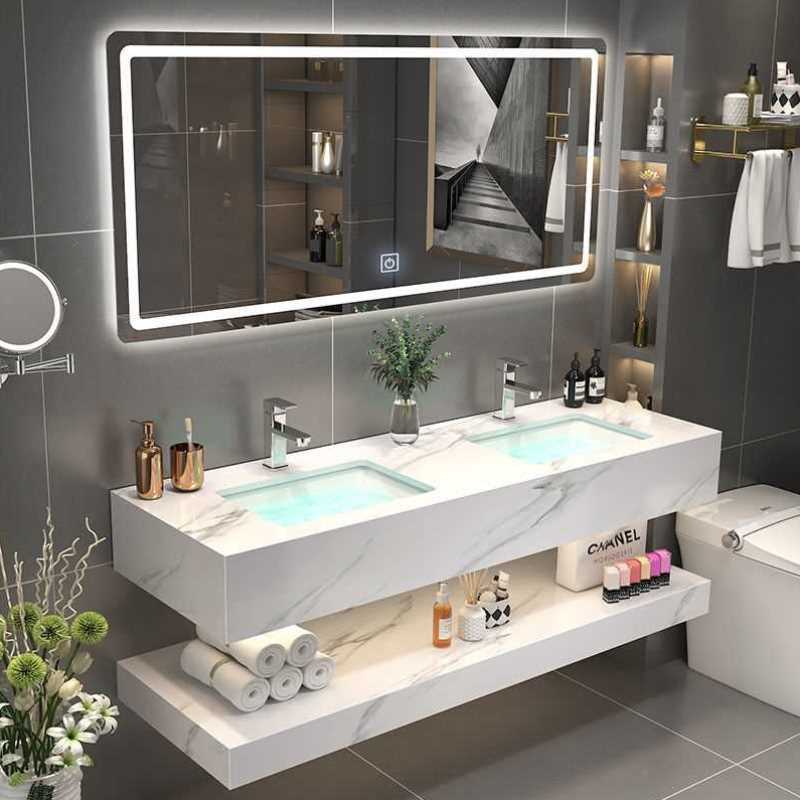 洛嘉北欧大理石浴室柜组合卫生间单双盆洗手台定制大尺寸洗脸盆洗