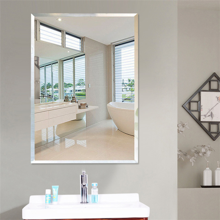 免打孔浴室镜子卫生间贴墙镜子粘贴卫浴厕所镜自粘洗手间壁挂镜
