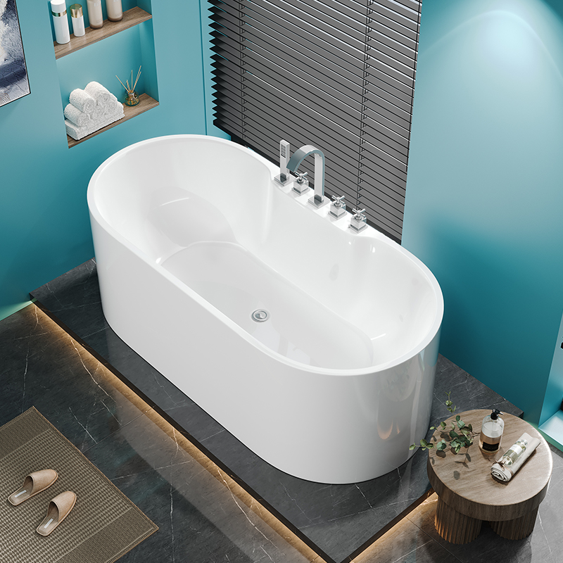 家用成人浴缸小户型免安装无缝一体圆形亚克力独立式浴盆厂家直销