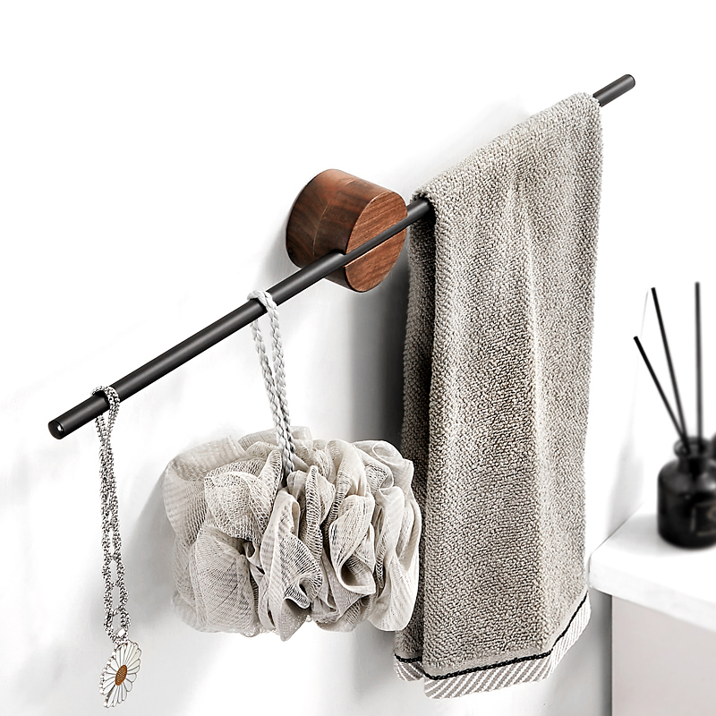浴室毛巾杆免打孔卫生间挂毛巾架北欧简约创意伸缩单杆网红手巾架